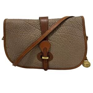 Dooney & Bourke Vintage Brown & Tan Pebbled Leather Crossbody Bag Strap Closure